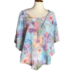 Alfred Dunner floral blouse with removable necklace Size 12